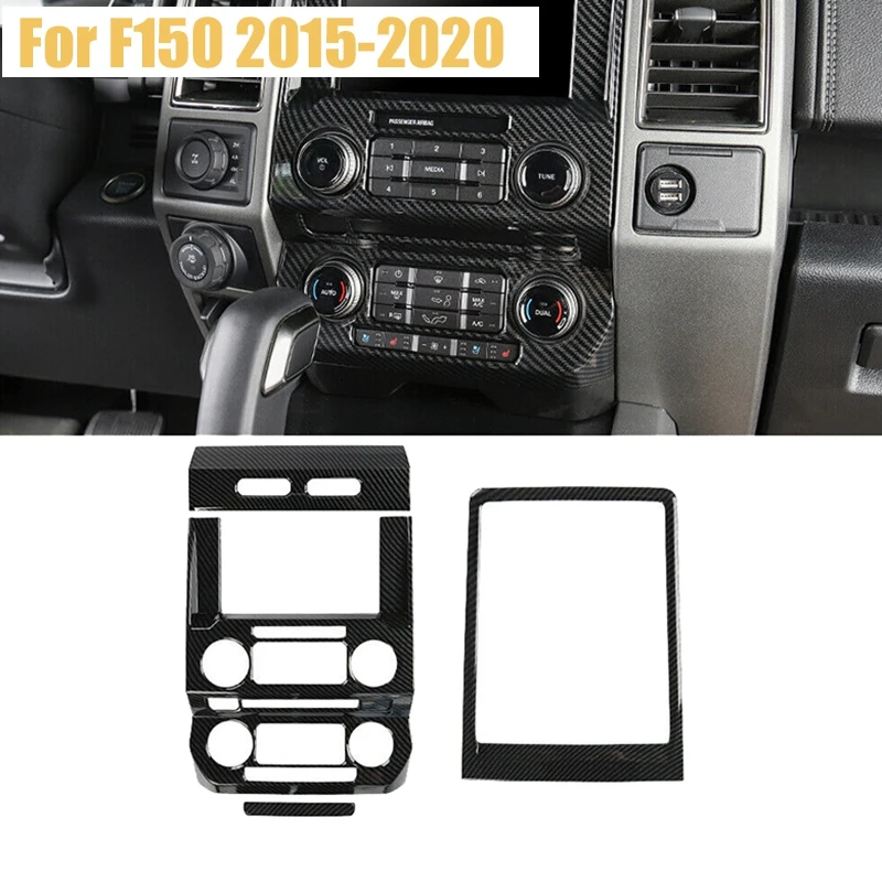 

Carbon Fiber Grain Center Console Dashboard Navigation Switch Panel Decor Cover Trim For 2015-2020 Ford F150 F-150