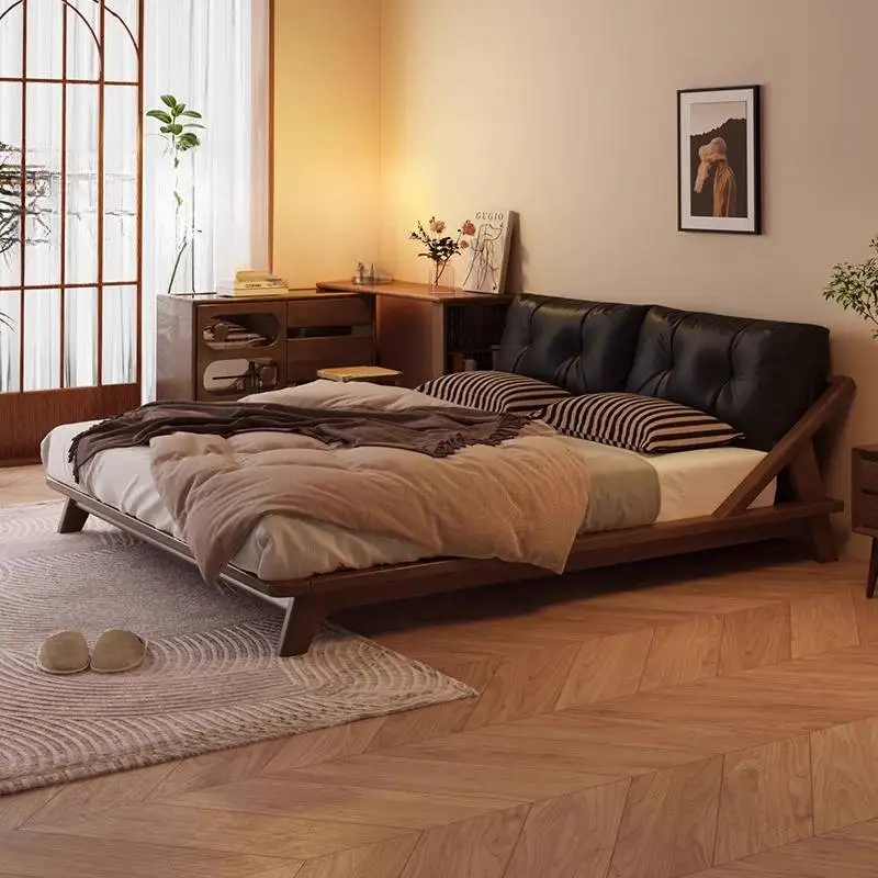 

Modern Black Double Bed Decoration Normal Designs Wooden Luxury Double Bed Frame Adults Storage Cama Casal Furniture For Home