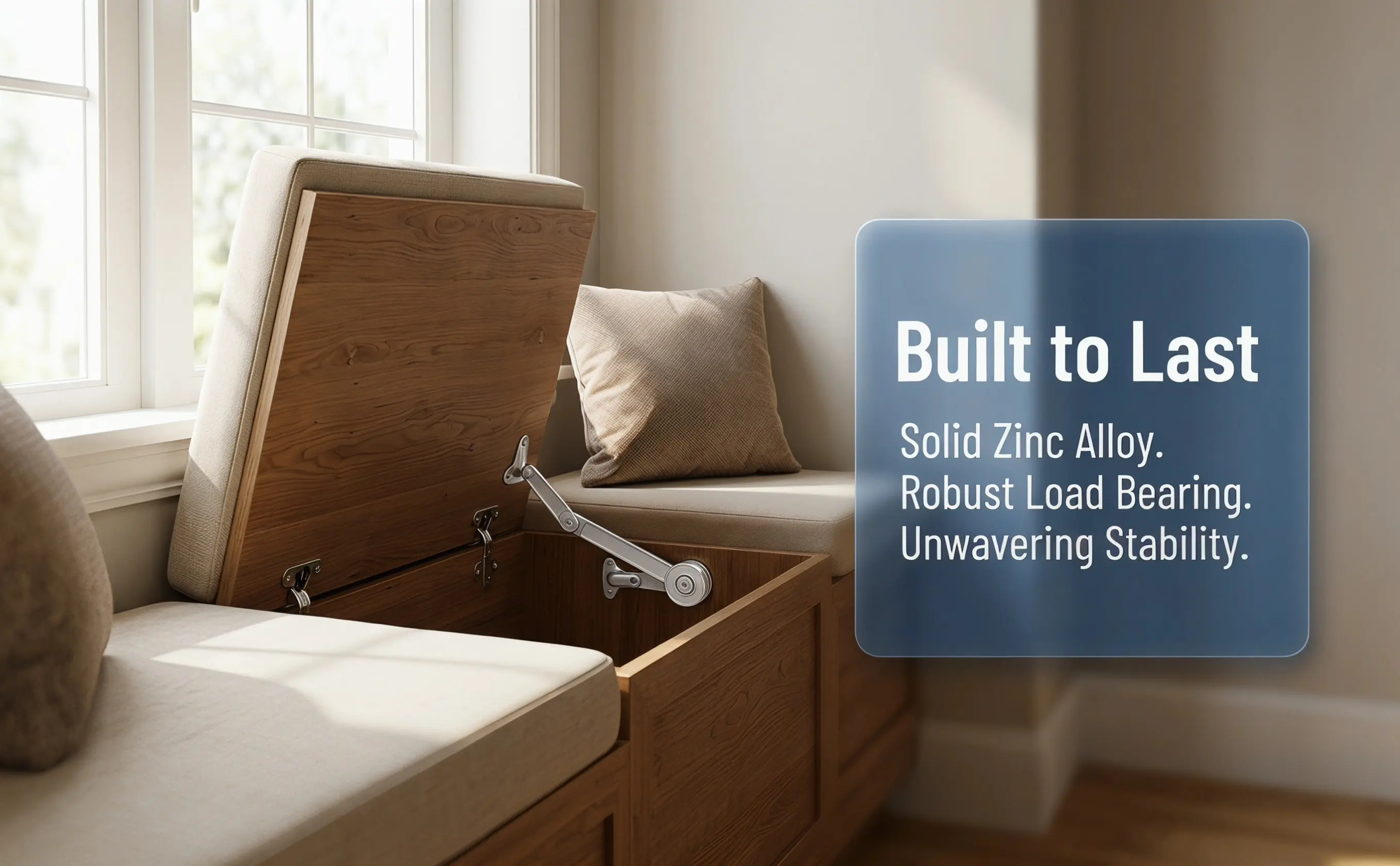 Adjustable Cabinet Door Stay Hinge – Zinc Alloy Lid Support for Wardrobes, Bookcases, Easy Install & Silent Operation