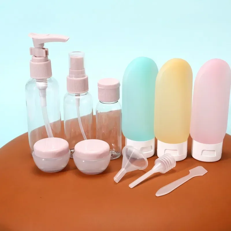 11Pcs Travel Sub-Bottling Set Silicone Hand Sanitizer Empty Bottle Spray Lotion Shampoo Body Wash Refillable Bottle