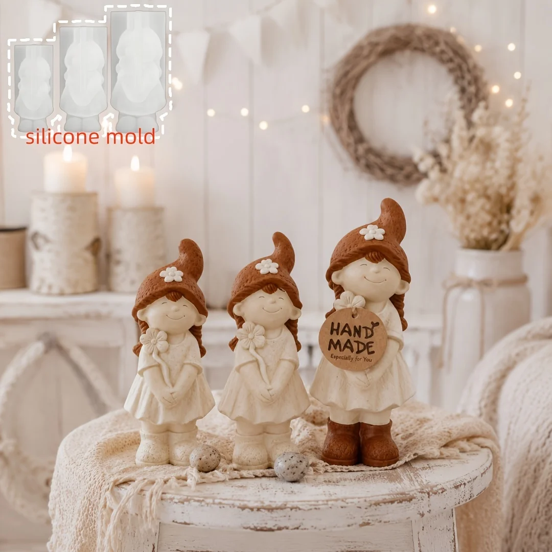 DIY clay mold, S/M/L sharp hat girl silicone mold, cute hat wearing elf girl gypsum ornament resin mold, Christmas gift making