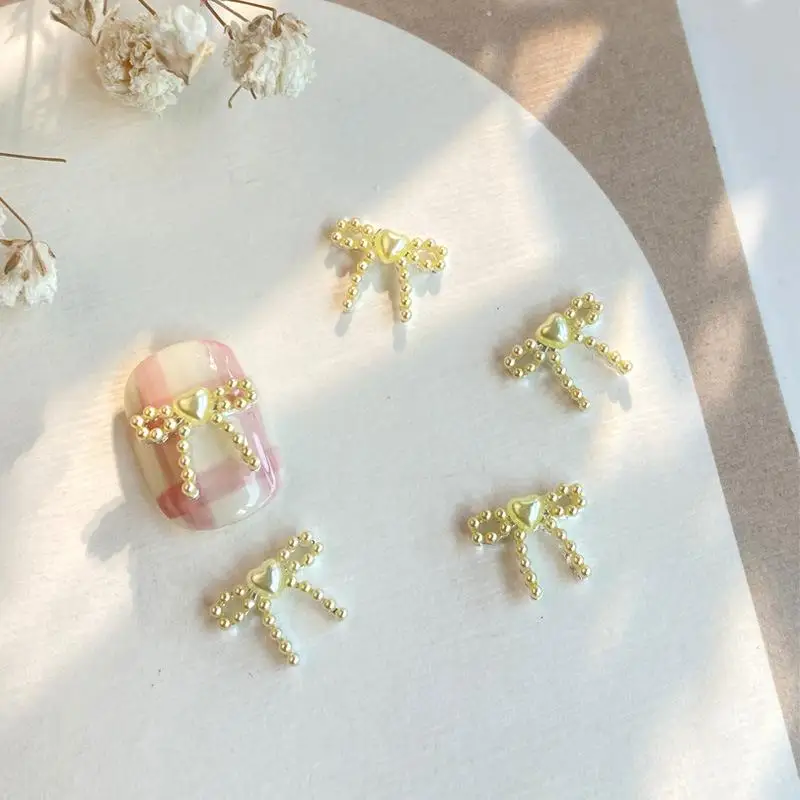 10 pçs bonito macaron colorido 3d resina pérola arco encantos da arte do prego japonês preal bowknot fita decorações da arte do prego para unhas diy