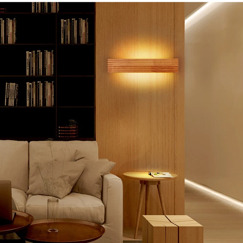 AS94-Solid Wood LED Lamp Bathroom Mirror Cabinet Lamp Bathroom Dressing Table Lamp Original Wood Wall Lamp