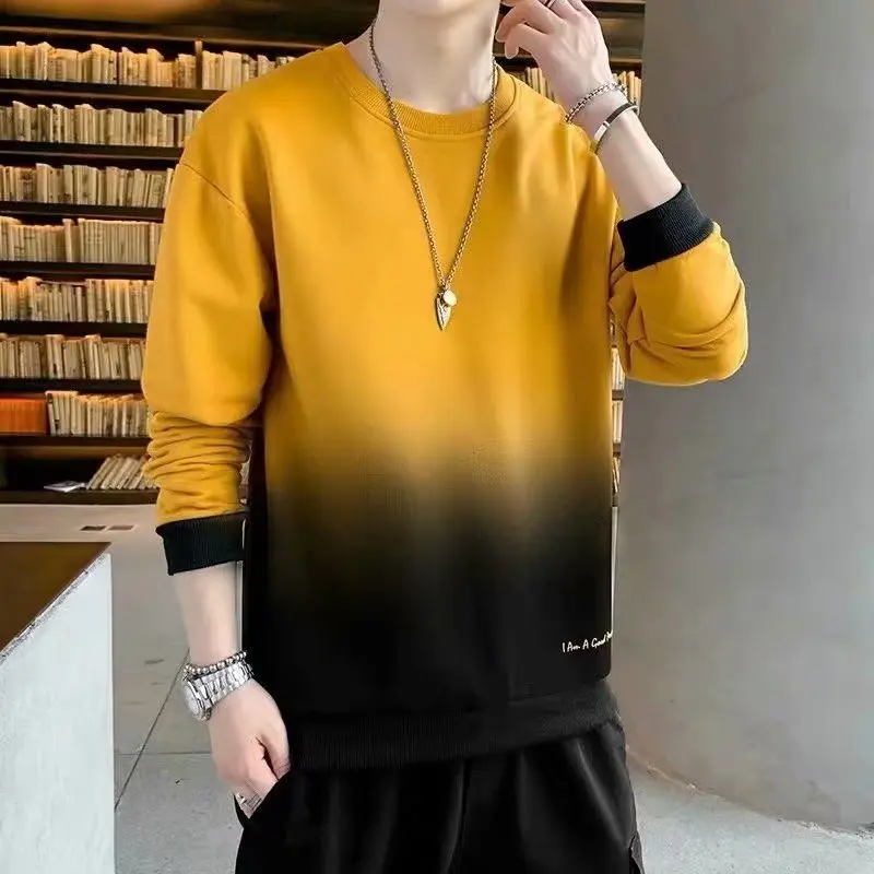 

2024 Casual Pullovers Spring Autumn Hoody Korean Style Loose Round Neck Sweatshirt Harajuku Pullover Hoodie Men Fashion Trend