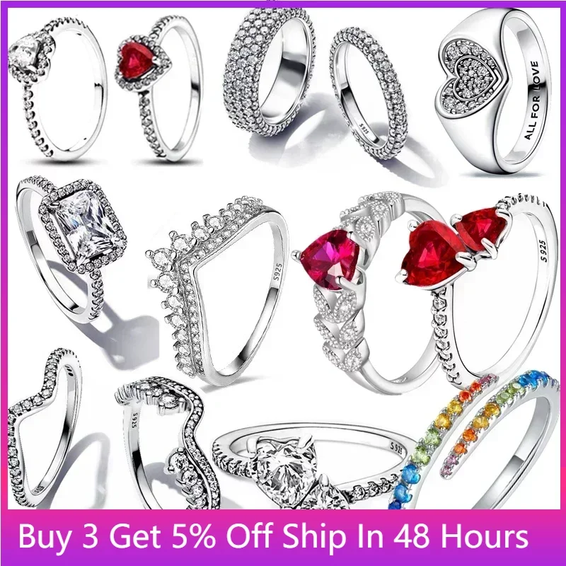 

925 Rings for Women Sparkling Head Princess Flower Ring Daisy Rings Sterling Silver Original Rings Type Main Stone Side Stone