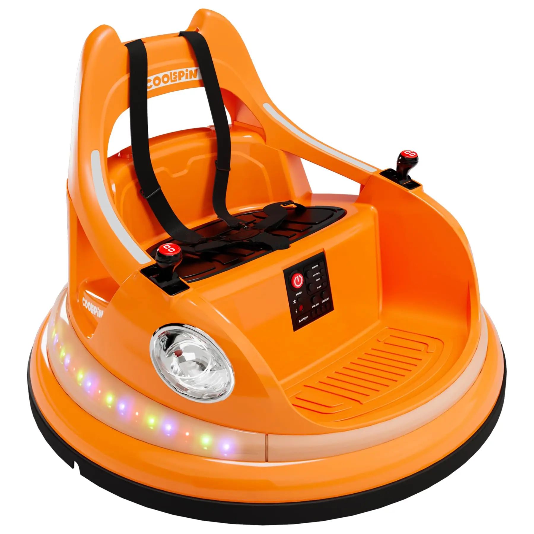 12V Electric Bumper Car Ride-On for Toddlers & Kids - Parent Remote Control - 2 Speeds & 2 Driving Modes - 360° Spin, Music & LED Lights - 5-Point Belt
