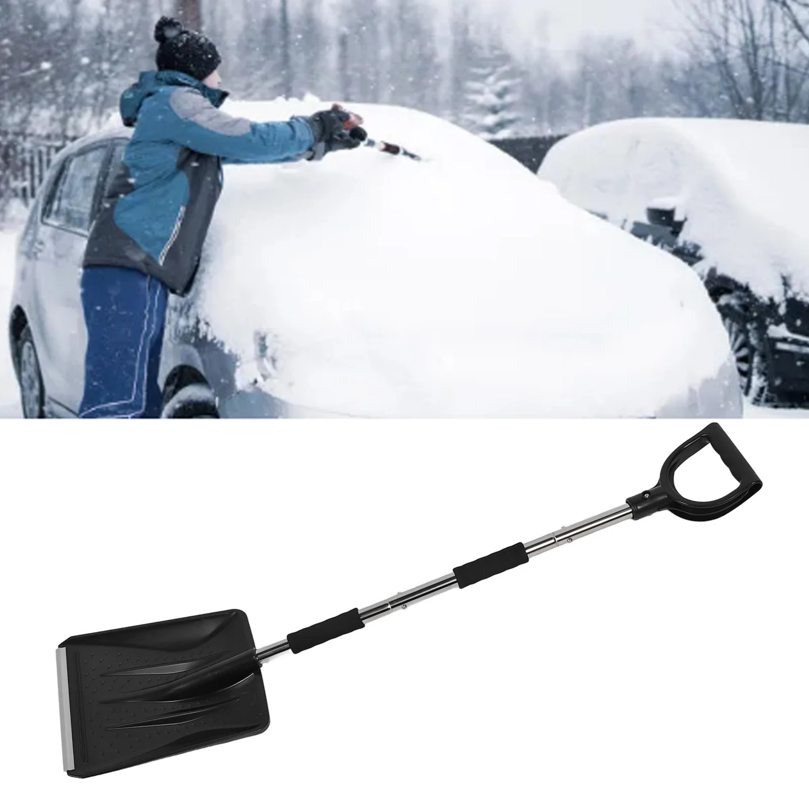 

Автомобильная лопата для удаления снега, выдвижная, съемная, вращающаяся, 3 в 1, автомобильная лопата для удаления снега из нержавеющей стали для уличной экстренной ситуации