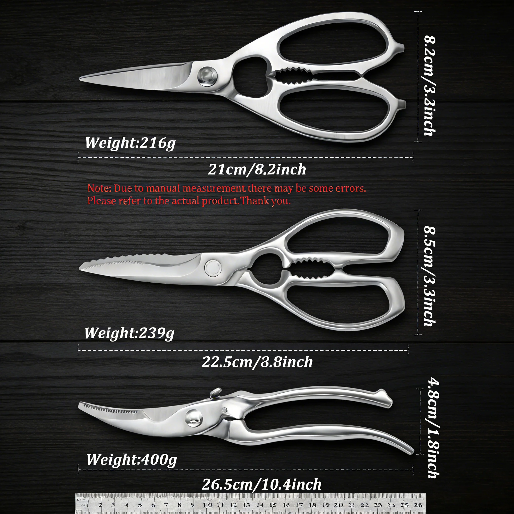 1/3PCS,Chicken Bone Scissors Kitchen Cooking Scissors Chicken Wings Fish Killing BBQ Scissors walnut clip Kitchen Accessorie