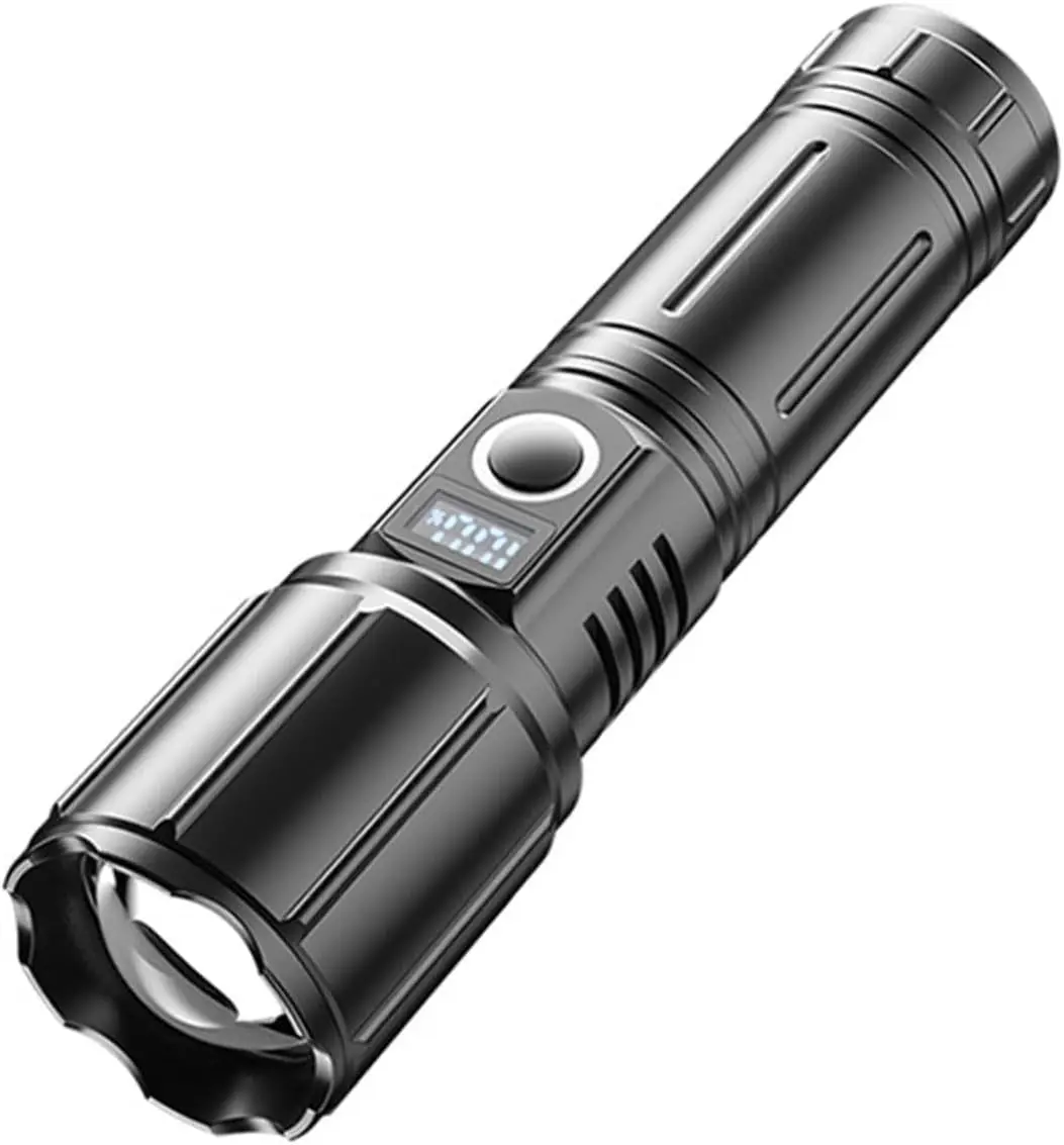 Flashlight High Lumens Rechargeable,Portability Multifunctional LED Flashlight with  Display,Waterproof Powerful  Flash Light fo