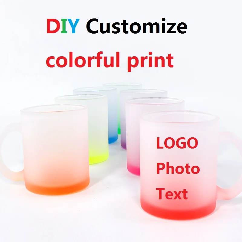 325ML 11oz DIY Glass Cup Gradient Colors Juice Mug Customized Print Name Photo Image Cartoon LOGO Text Creative Gifts Souvenir