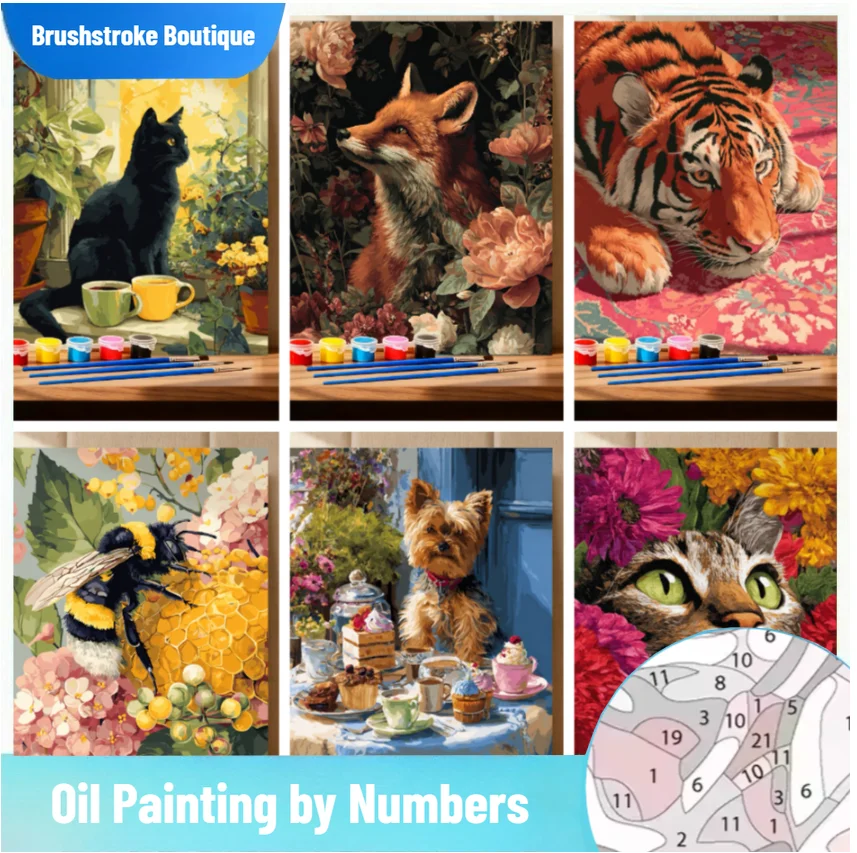 

Картина по номерам, масляная краска по номерам для взрослых животных, сделай сам, настенная живопись, цифровая картина на холсте, домашний декор ﻿