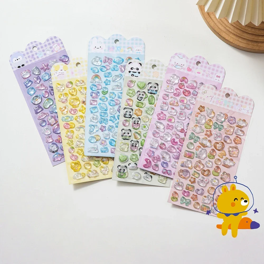 1 Pc Creative 3D Stereo Cartoon Sticker Crystal Relief Decor For Phone Cases DIY Creative Rewards Journals Creative Sticker