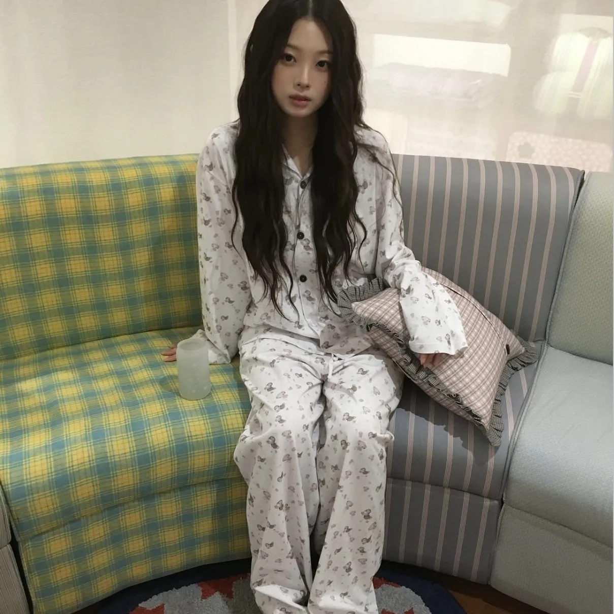 

Adorable Animal Print Flannel Cotton Sleepwear Set Home Clothes Small Animal Patterned Brushed Cotton Fabric Nightgown