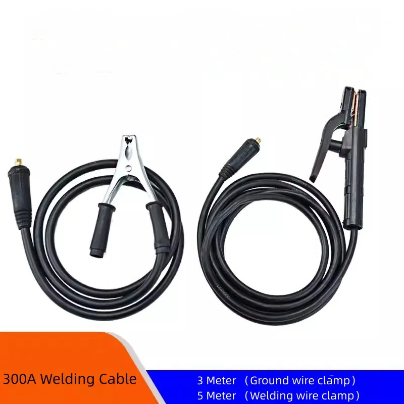 300A Groud Welding Earth Clamp Clip Set For Mig Tig ARC Welding Machine Electrode Holder 5M Cable + Earth Clamp 3M Cable