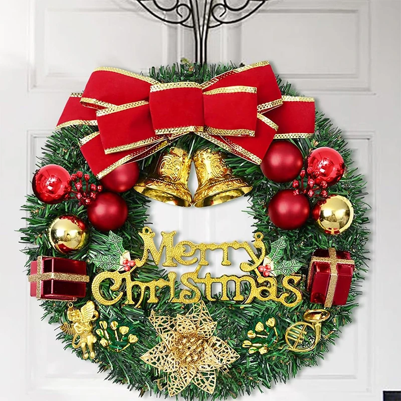 30cm Red Christmas Wreath for Front Door Gold Window Wall Door Christmas Decorations 2025 Garland Ornament Guirnalda Navidad