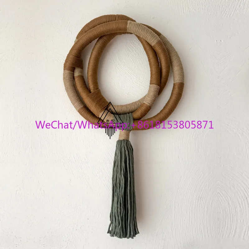 Wabi Sansan wind log wind thick rope hand woven ring brown art fringed wall