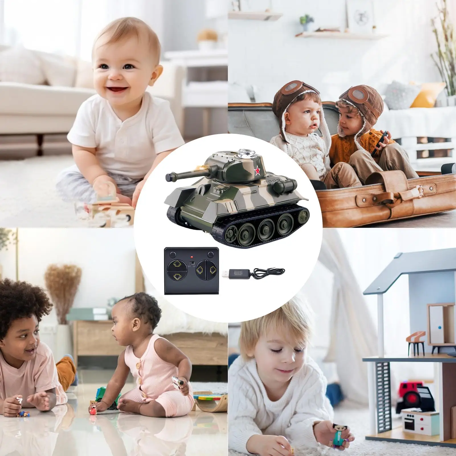 2.4G Simulazione telecomandata Carro armato Mini veicolo interattivo Giocattolo Veicolo telecomandato Modello di veicolo blindato da guerra Giocattolo per bambini