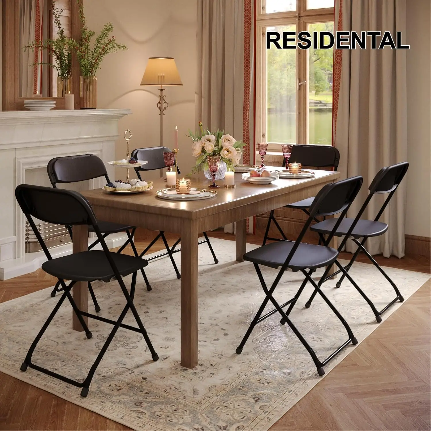 

20 Pack Plastic Folding Chairs White，Lightweight Folding Chair, Stackable Commercial Seats with Steel Frame