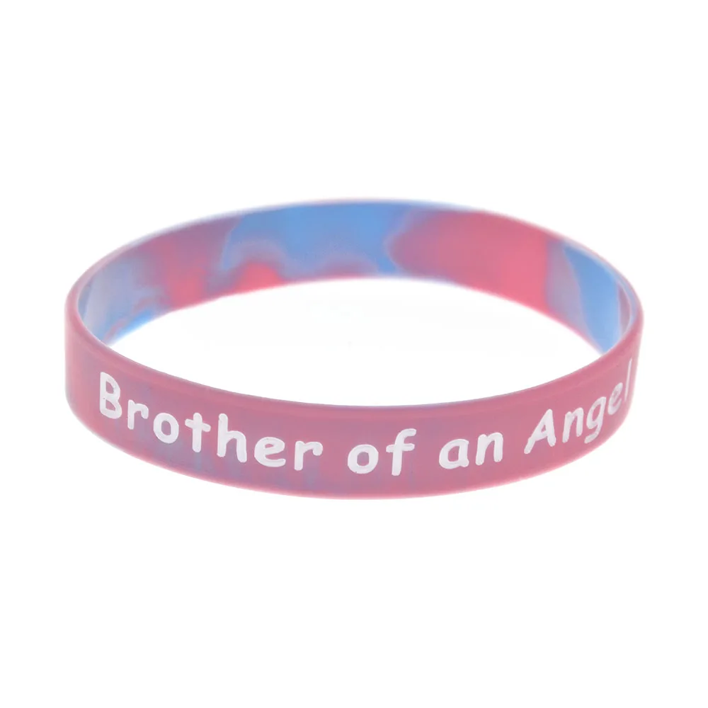 1 PC Sister Brother Mummy Daddy Nana Grandad Auntie Uncle Of An Angel Silicone Bracelet Charming Bangle Swirl Color 8 Styles