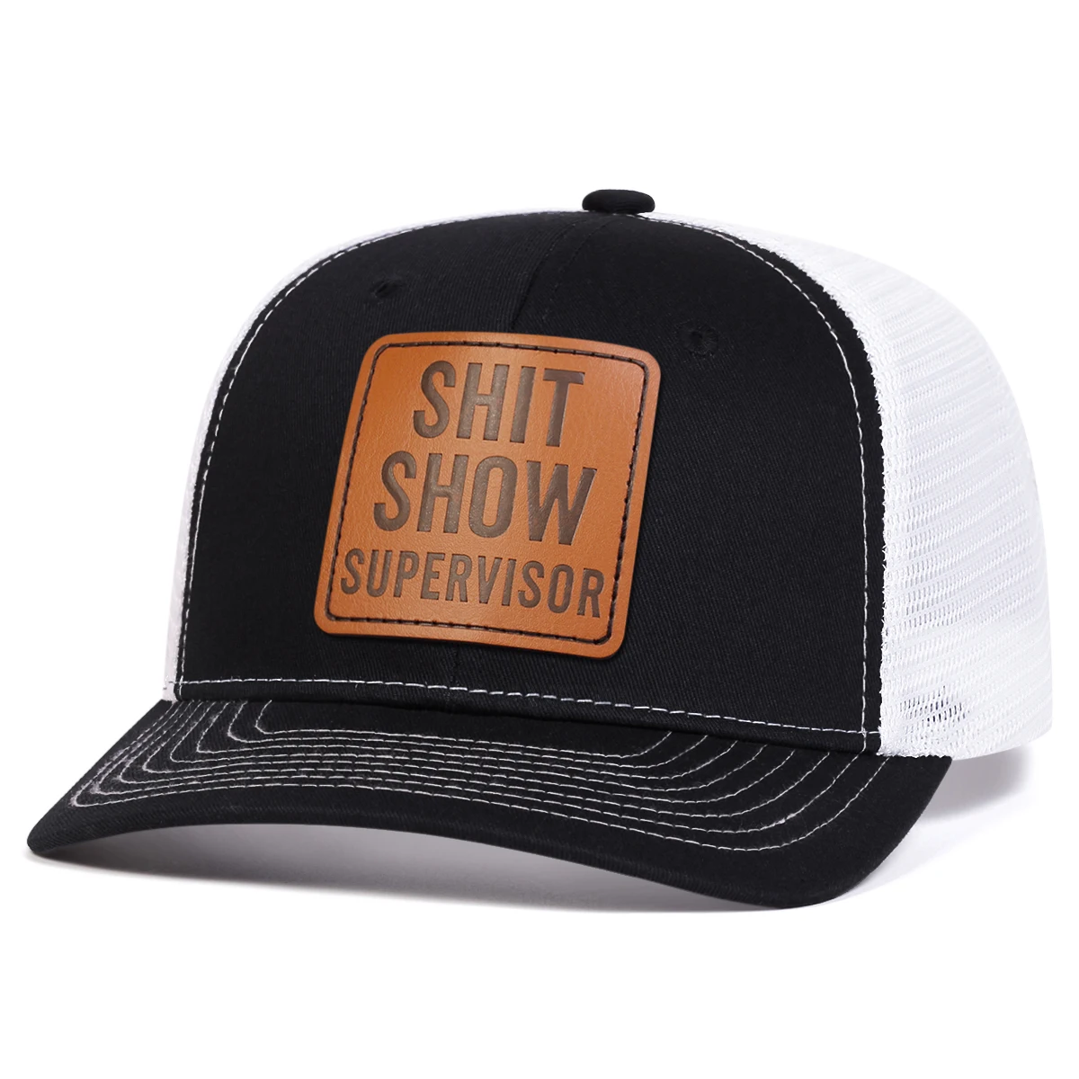 1piece Unisex SHIT SHOW Leather Patch Baseball Net Hat Outdoor Adjustable Sunscreen Leisure Hat Spring Autumn Travel Vacation