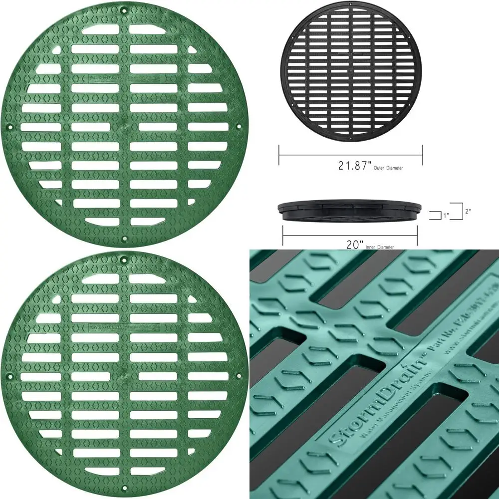 

20 Green Flat Grate for 20-inch Storm Drain Catch Basin - FSD-3017-G20B