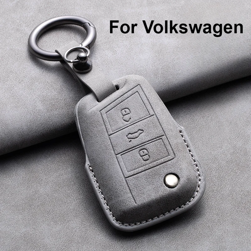 Leather Car Key Case Cover Fob Keychain for VW Volkswagen Golf 7 MK7 Tiguan MK2 for Ateca Leon FR Ibiza Skoda Octavia Kodiaq