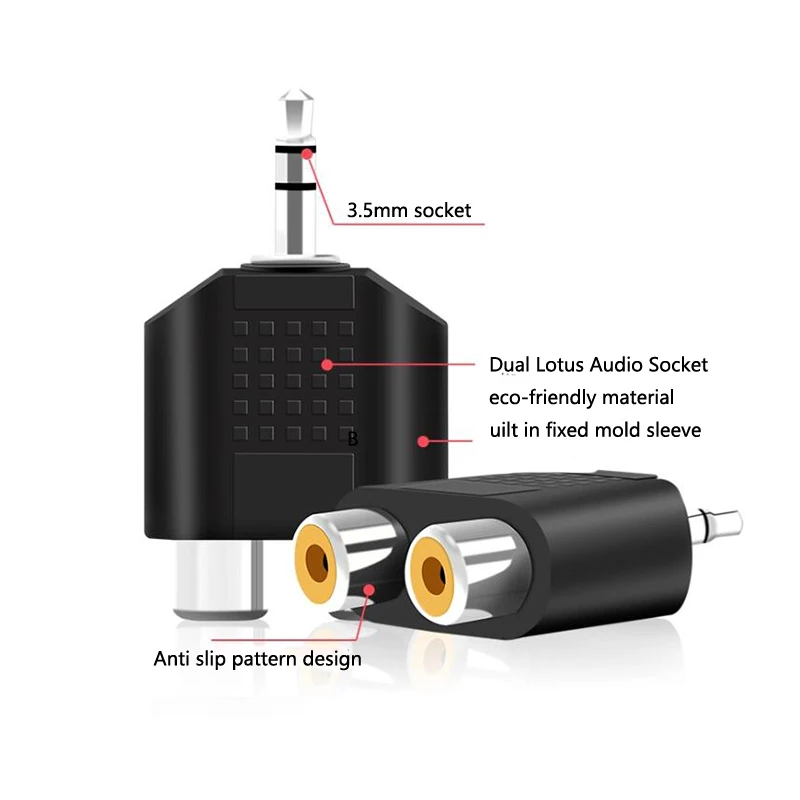 1/2/4pcs 3.5 mm Jack Stereo AUX Male to 2 RCA Female Audio Cable Adapter for Computer Speaker Headphone Y Splitter Connector C5