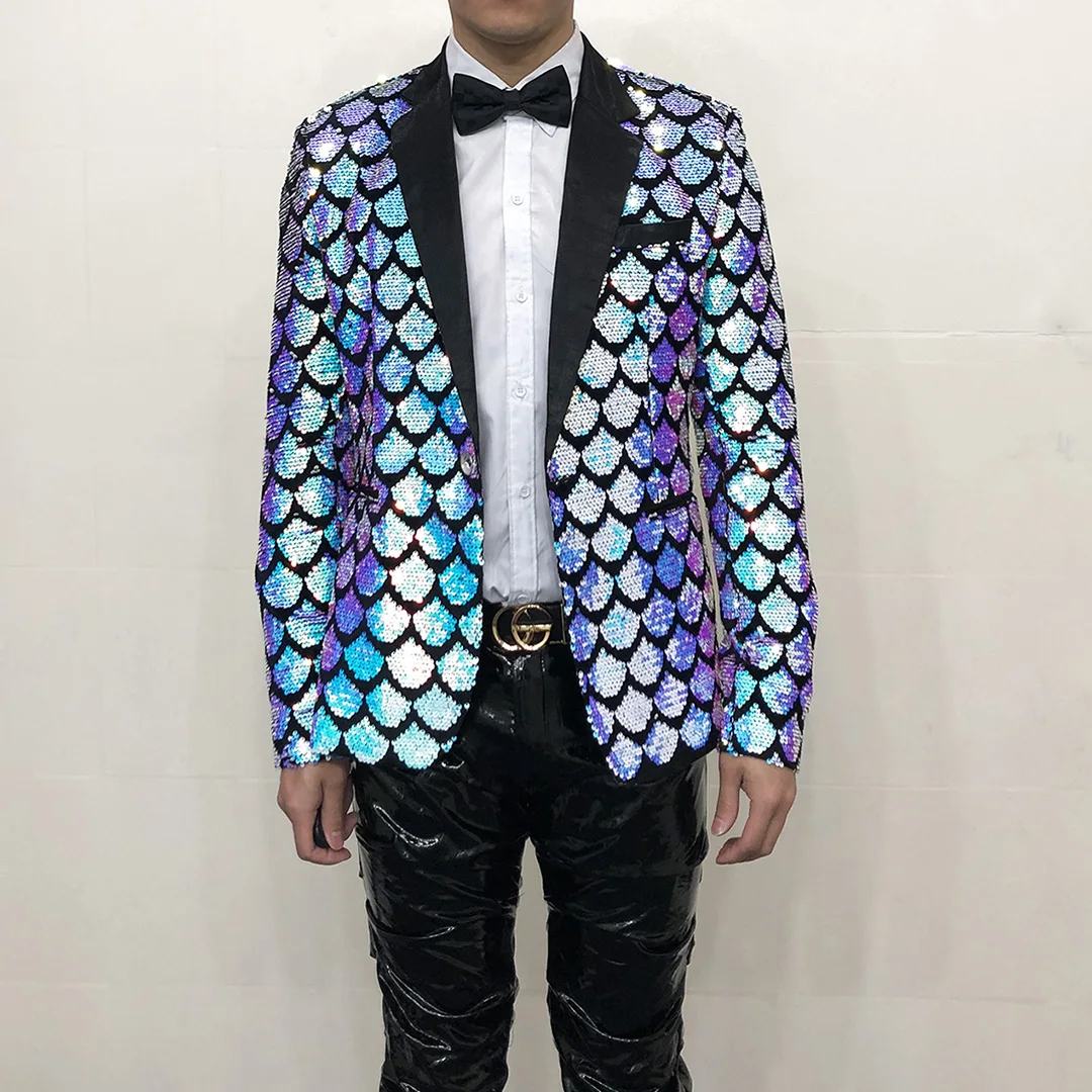 

Gradual Explosive Shining Film Men's Suit Dress Wedding Host Singer Performance Dress Nightclub Bar DJ Performance Clothing