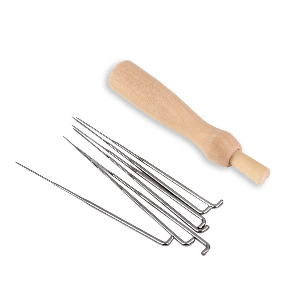 

7Pcs Wool Felt Kit Includes 7 Barbed Needles 1 Wooden Handle for Felting Tool Felting Starter Kit Supplies