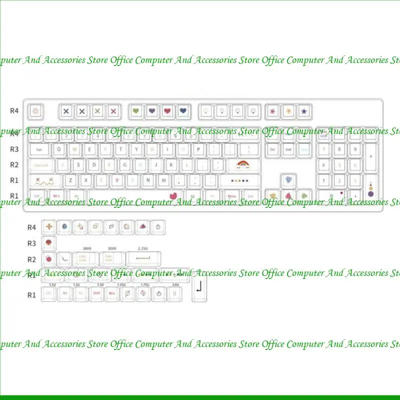 U55C 134 Keys Keycap Dye Sublimation Profil Ceri untuk Keyboard Keycap Mekanik