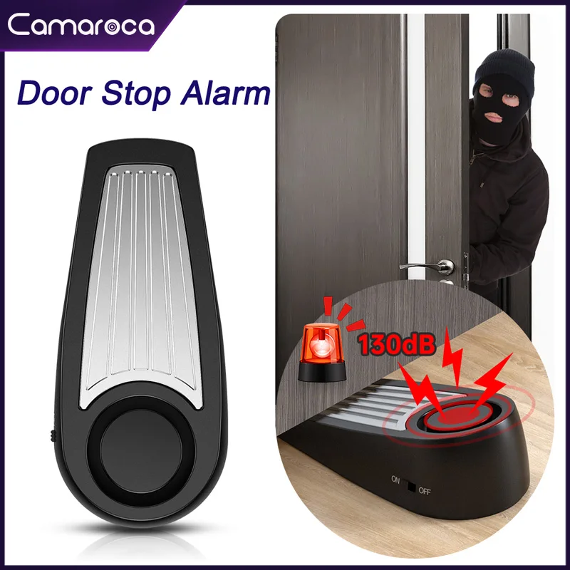 Camaroca Mini Alarm 130dB Wedge Shaped Door Stopper Alarm Security Floor Door Stop Alarm Block For Home Security Protection