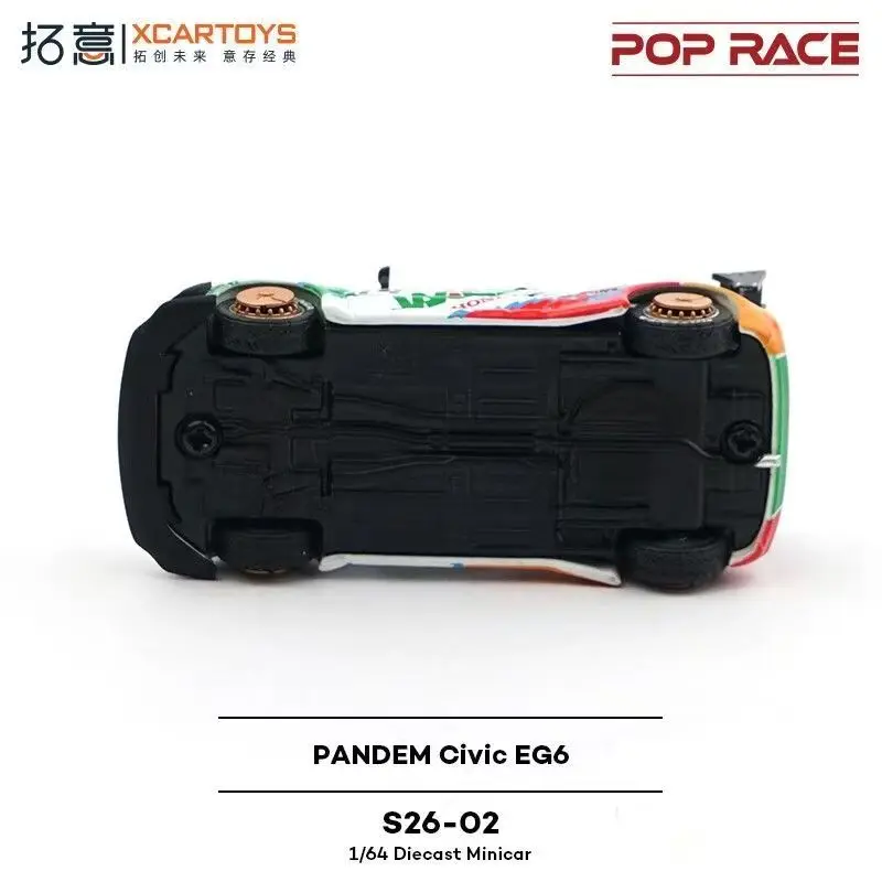 POPRACE 1:64 simulazione giocattolo in lega Honda coupé ornamenti da corsa civic EG6 JACCS modello di auto