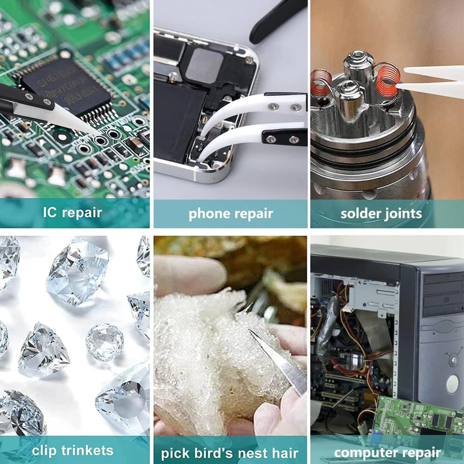 Präzisionspinzette aus Keramik und Titan, professionelle Reparatur, Fingerabdruck, Fliegenschnur, Telefon, Motherboard, antimagnetische Elektronikzange – Detail 1