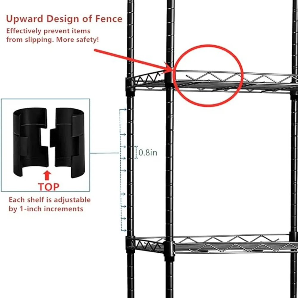 REGILLER-Estantería de Metal de 6 cables, estantes ajustables, unidades de estantería de almacenamiento de pie para lavandería, baño y cocina