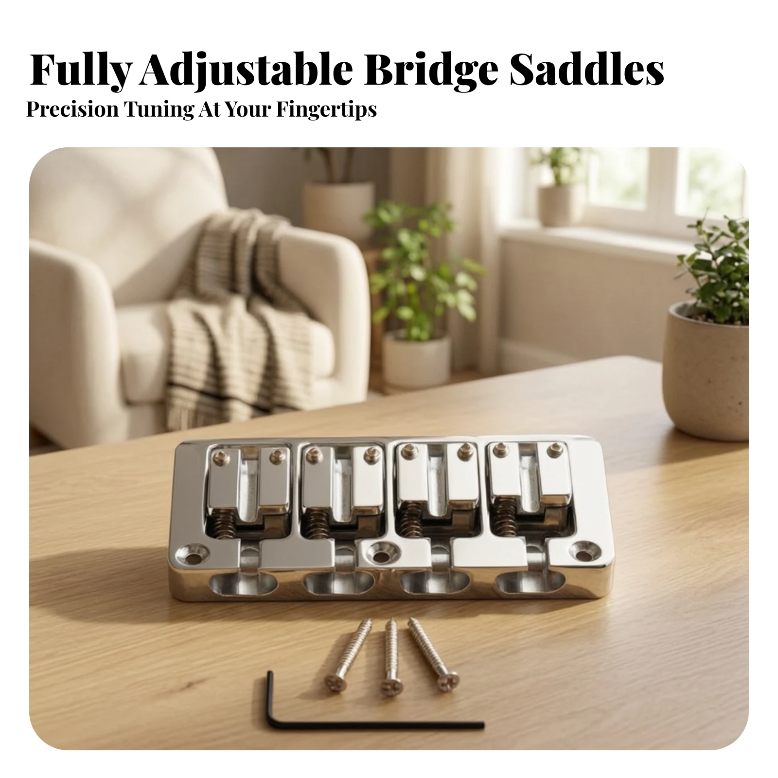 4-String Bass Bridge Wear-Resistant Four-String Bass Bridge Hardware Strong Professional for Luthier, Instrument Repair