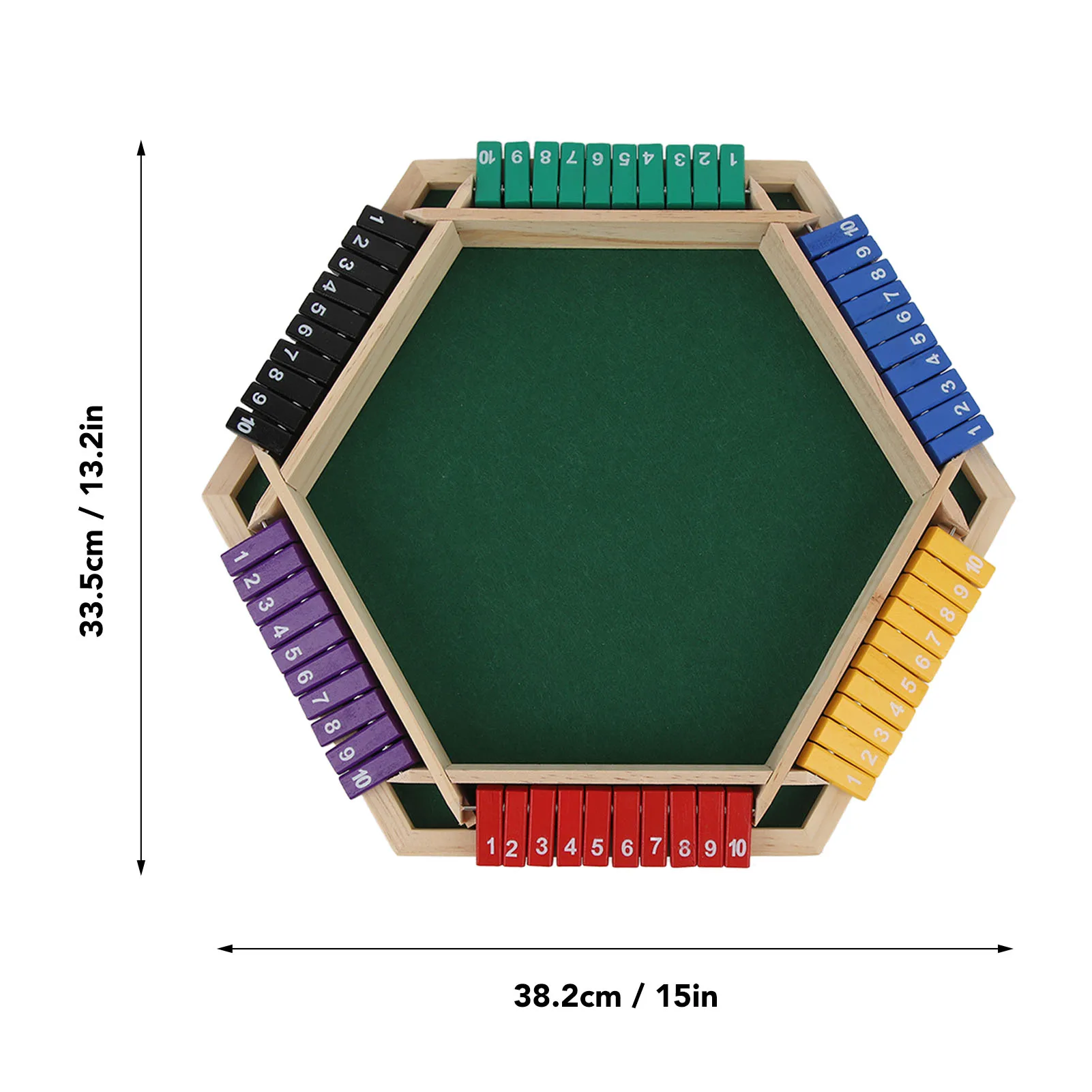 ZK20 Shut The Box Juego de dados 6 jugadores Juego de mesa de madera de 6 caras de colores Shut The Box con 12 dados