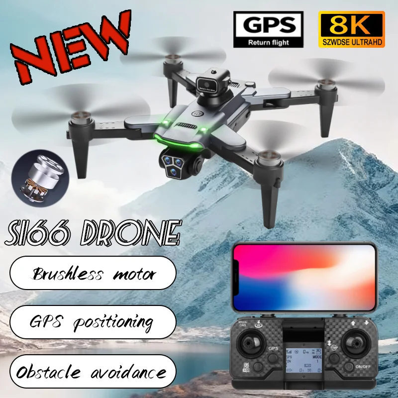 

S166 Pro GPS Drone 8K Professional HD Dual Camera Wifi 360° Obstacle Avoidance Brushless Foldable Quadcopter RC Drone Toys Gift