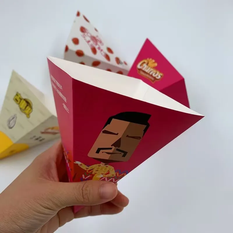 100pcs Spanish Treat Churros Takeaway Boxes Chocolate Baked French Fries Snack Baking Food Packaging Paper Box