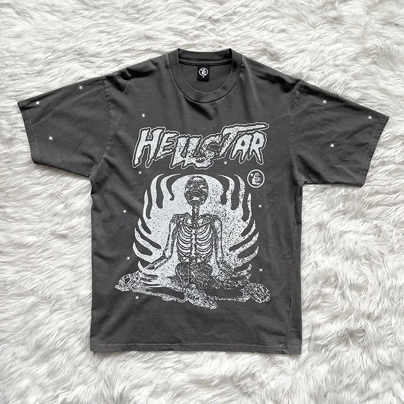 Studios Inner Peace Tee Cotton Skull Printed Short Sleeve T-Shirt Heavy Washed round Neck Youth Fashion Summer 2023