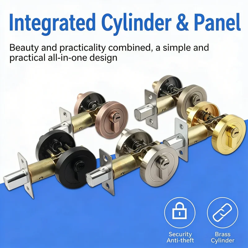 Invisible Door Lock, Indoor Wooden Door Round Lock, Single Double Sided Deadbolt Auxiliary Lock for Bedroom Passage