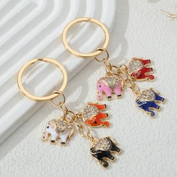 Enamel Keychains Colorful Glaring Elephants Animals Key Rings For Lovers Good Friendship Gift Handmade Diy Jewelry