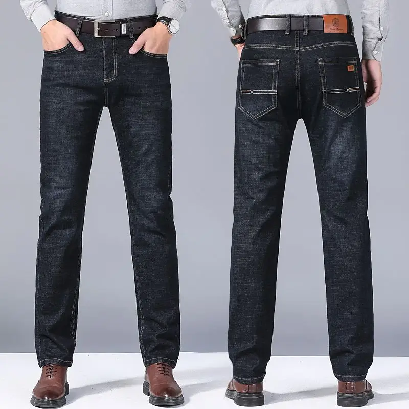 2026 Spring New Arrival Men's Black Jeans, Blue Stretch Denim Pants, Business Casual Shopping Trousers, Asian Sizes 28-40.