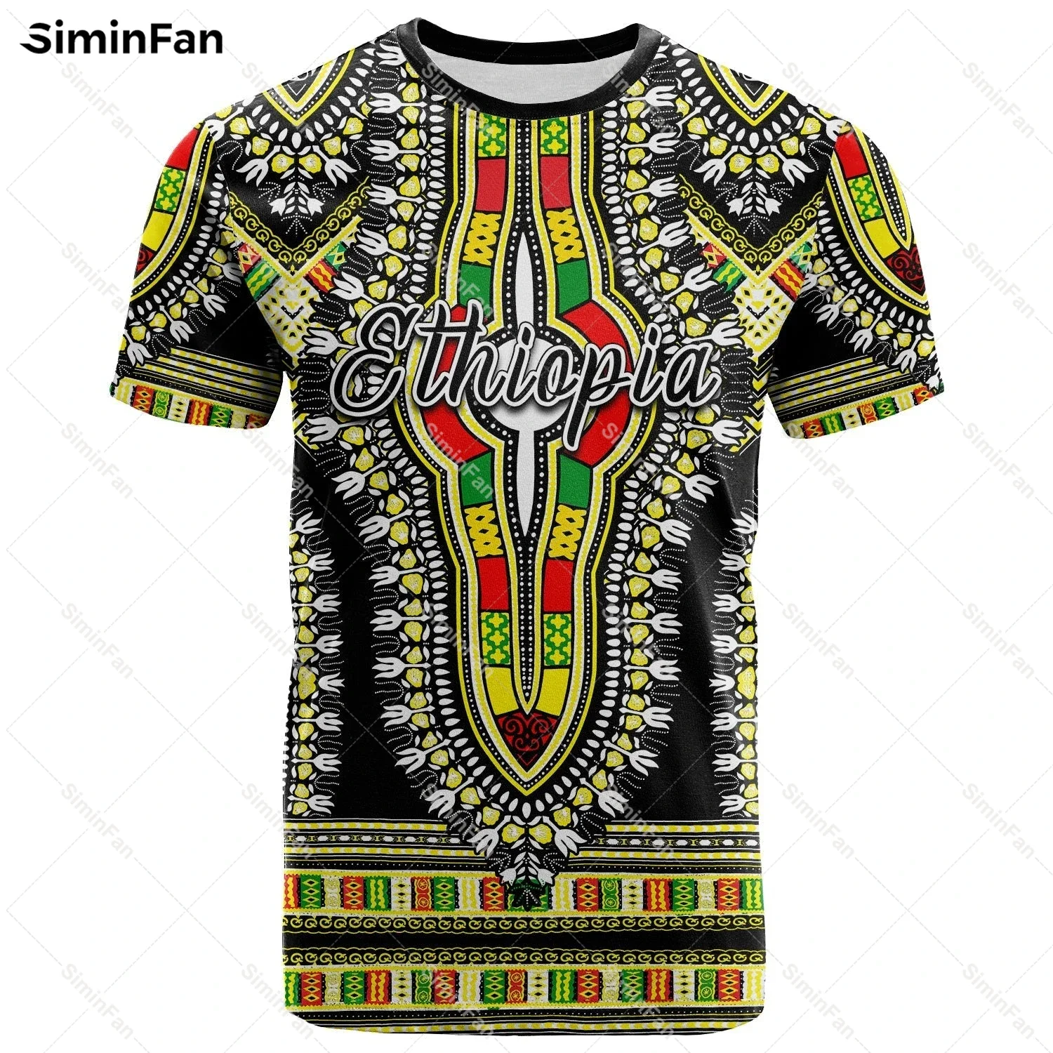 Ethiopian Tibeb Pattern Style 3D Printed T-Shirt Men Tshirts Summer Round Neck Tee Female Casual Top Unisex Shirts Streetwear