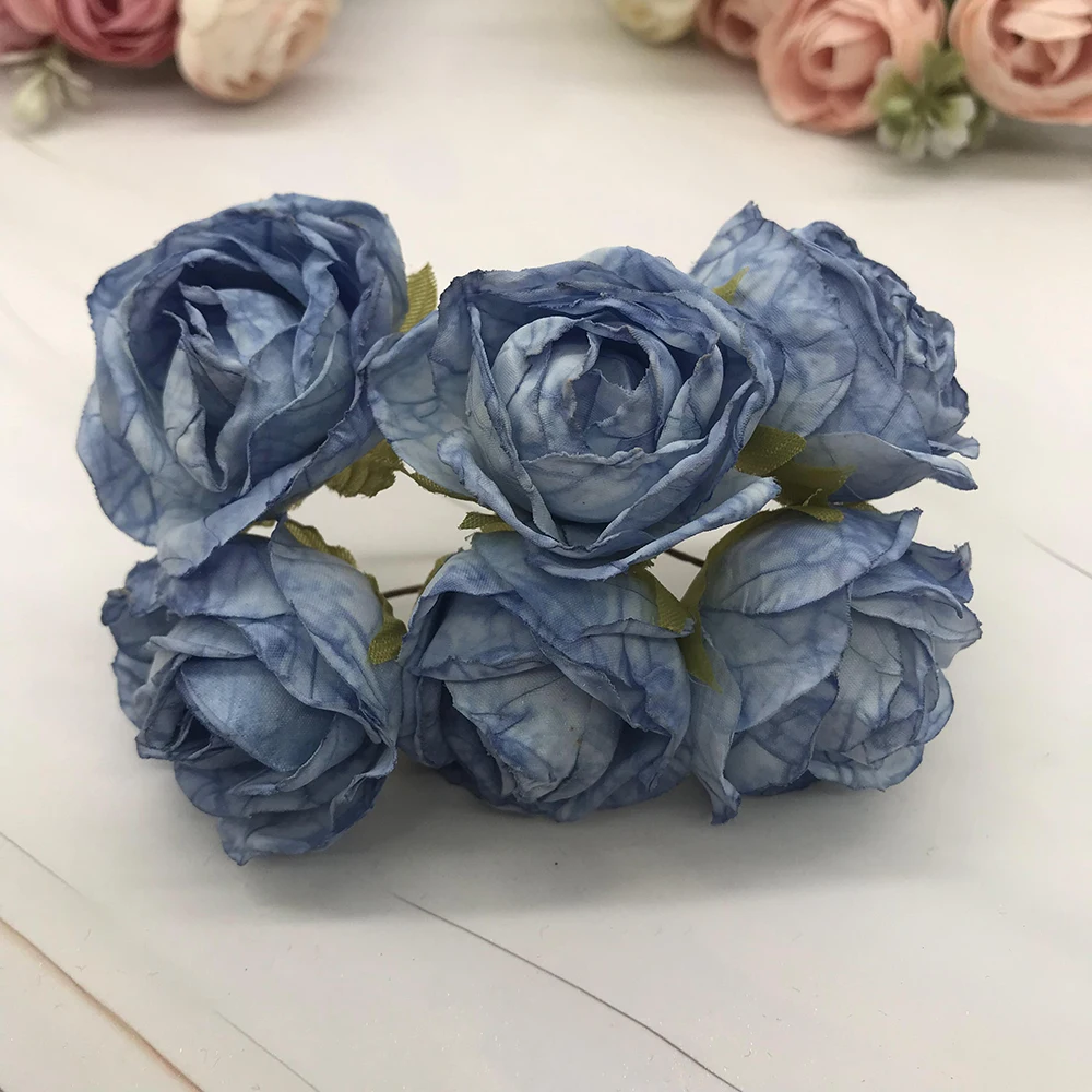6 piece of simulation diy garland forest headdress European tea bud, hot edge retro rose silk flower bud decoration material