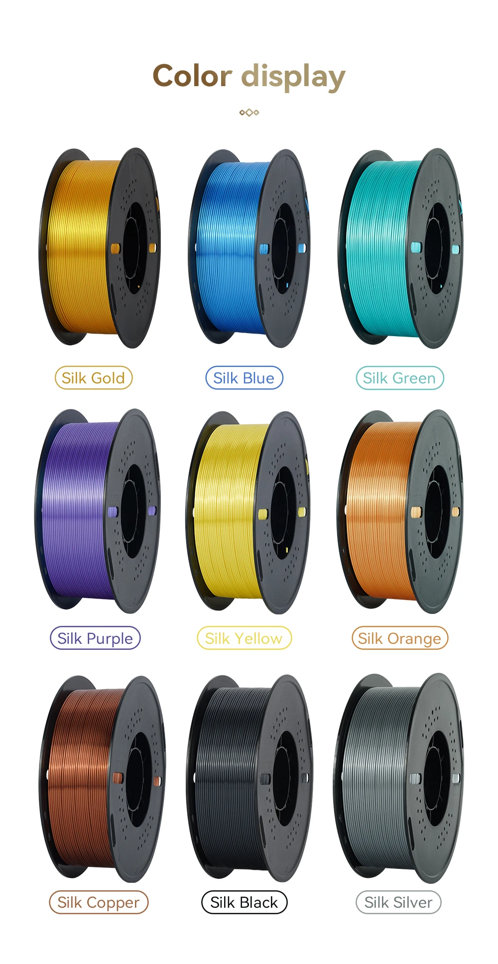 KINGROON 5 kg Seiden-PLA-Filament, 1,75 mm, 1 kg dreifarbiges Seiden-PLA-3D-Drucker-Filament, ordentlich gewickelt, mehrfarbige Regenbogen-3D-Filamente – Detail 24