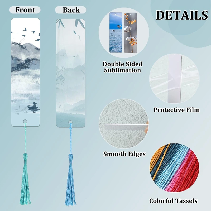 30 Pcs Double Sided Sublimation Bookmarks With Tassels, 6X1.5Inch DIY Plastic Blanks For Crafts And Gifts