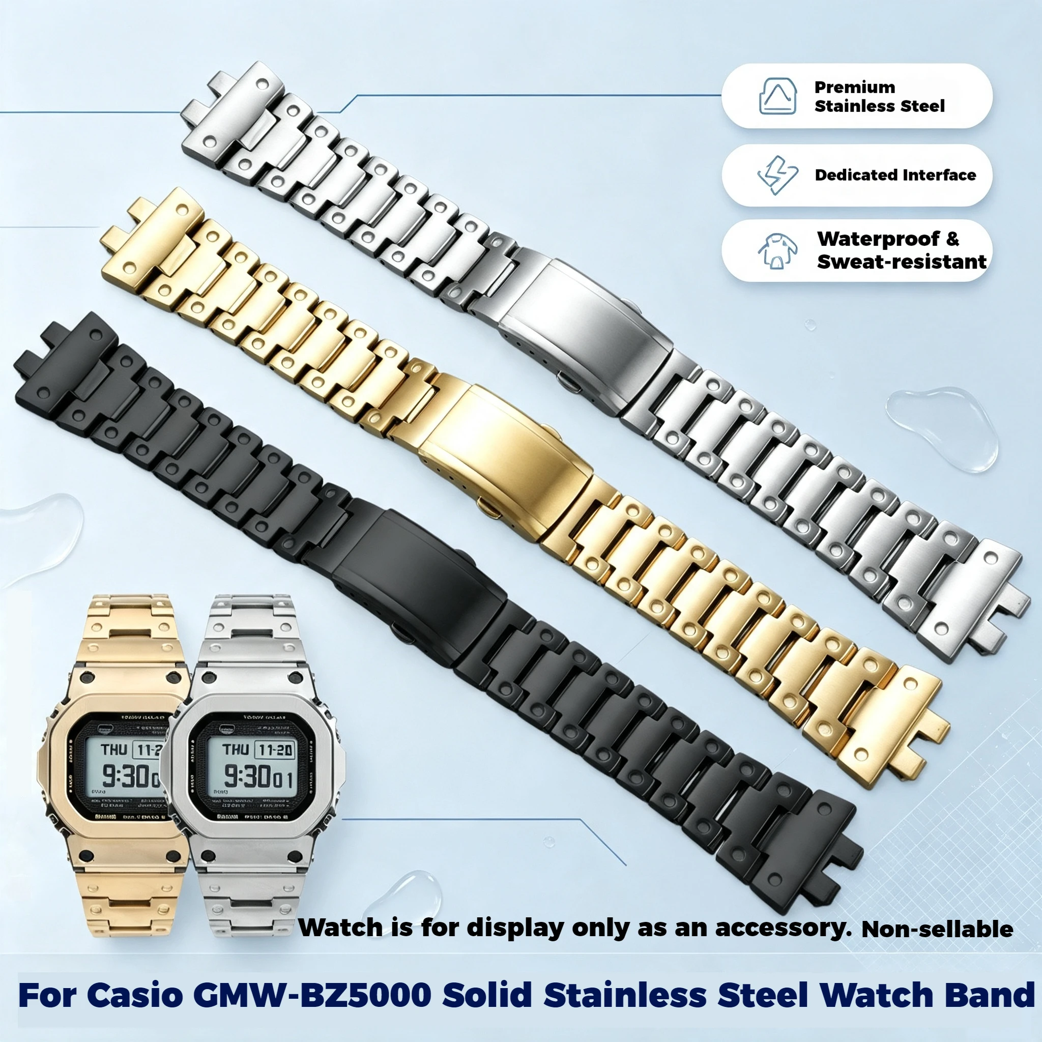 Stainless Steel Watch Strap For CASIO G-SHOCK GMW-B5000 GMW-BZ5000 Metal Bracelet Modified GM-B2100 Mod Kit Watch Chain Men Band