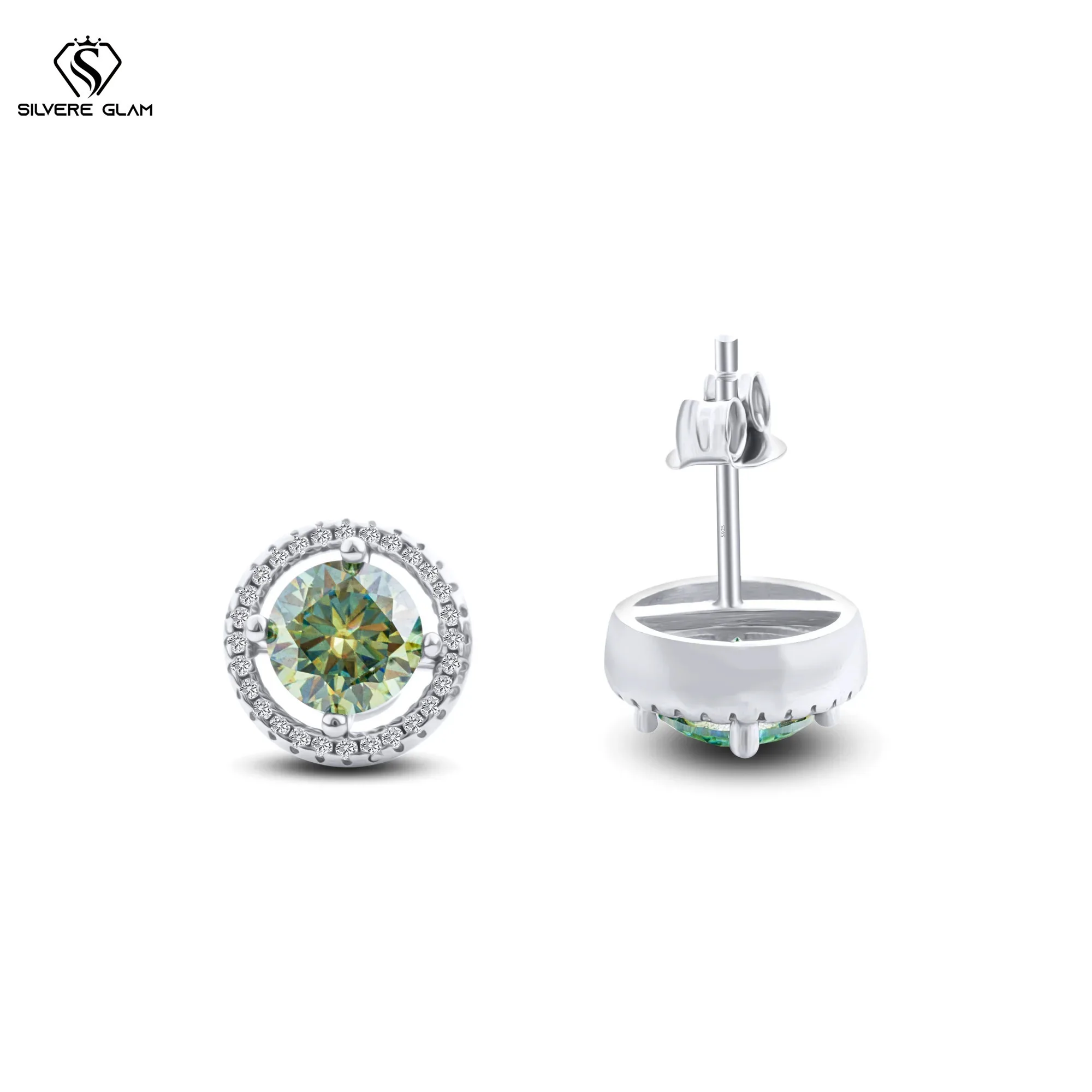 الكلاسيكية S925 حلَق من الفضّة الاسترليني دائرة متحدة المركز 1*2CT D اللون مويسانيتي غرامة مجوهرات النساء القوطي أقراط للحزب