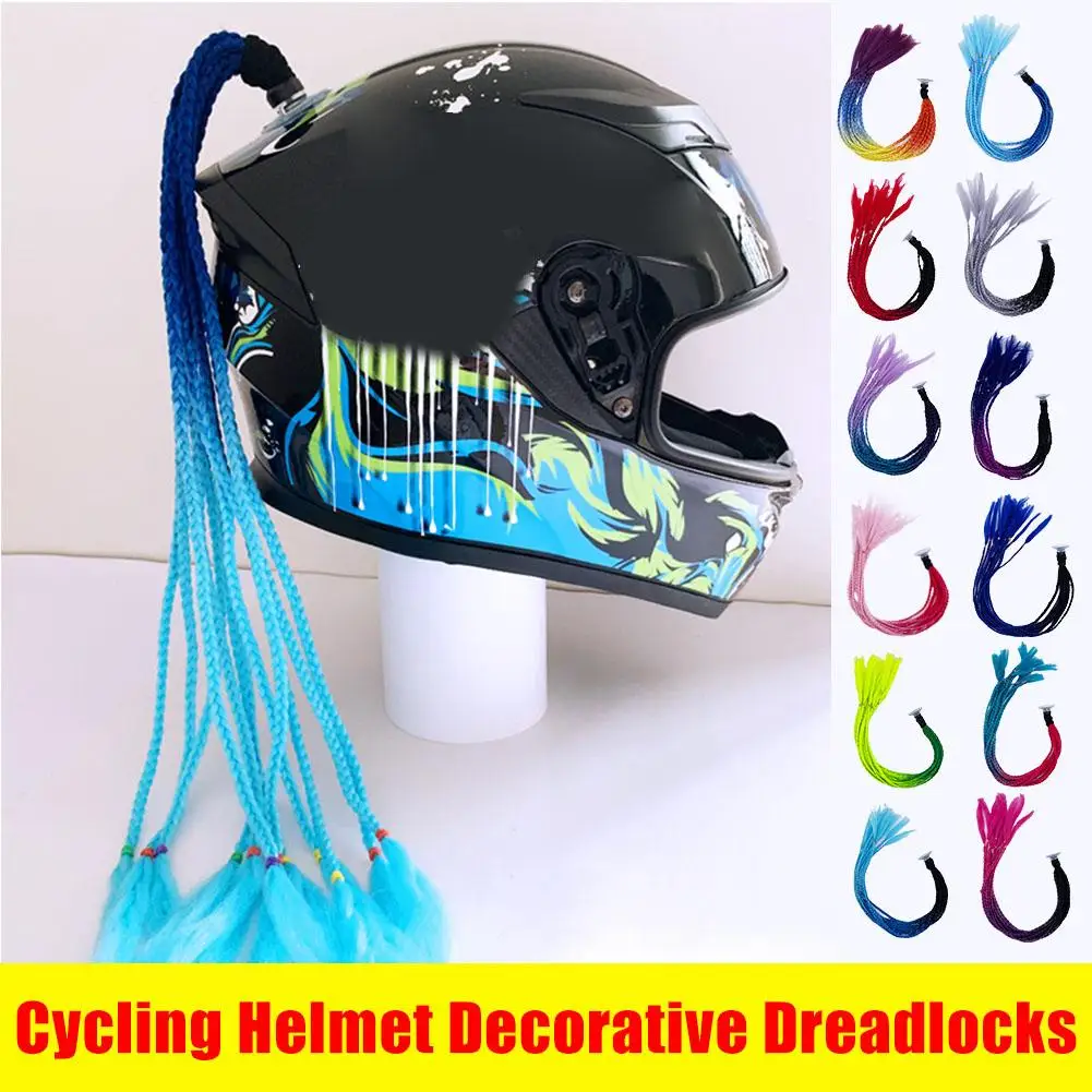 Motorcycle Riding Helmet Decoration Braids Balance Bicycle Braided Wig Car Helmet Colore Suction Fixed Cup Decoration Motor P4Y9