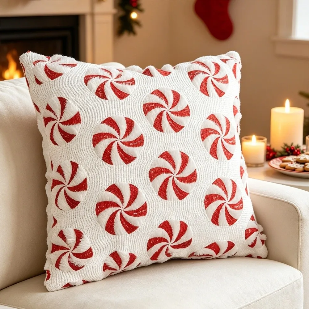 45x45cm Bowknot Pillow Cover Breathable Sofa Home Decor Pillow Case Candy Print Cozy Christmas Pillowcases Aesthetic Decor